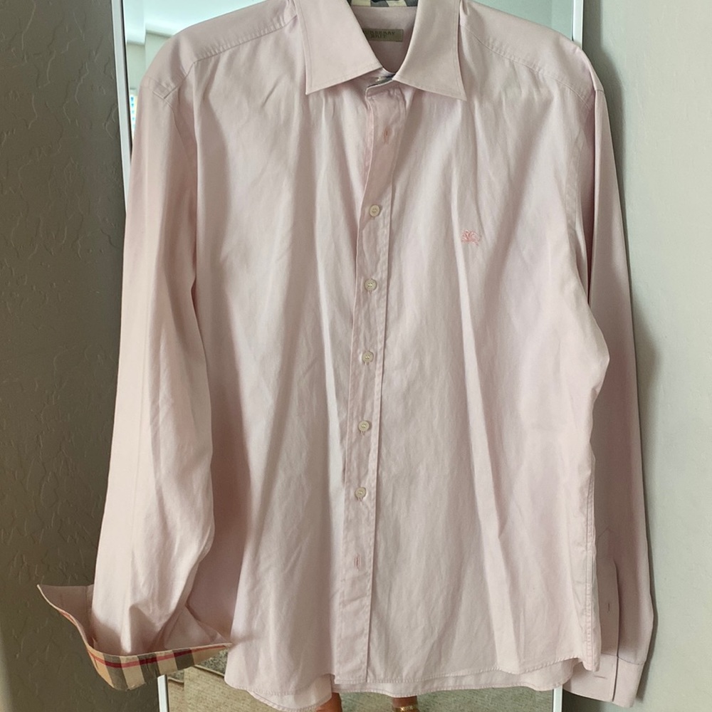 Burberry pink men’s dress shirt button front xxl